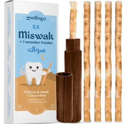 Produktbild von Natürliche Siwak Zahnbürsten Set mit Holz Etui