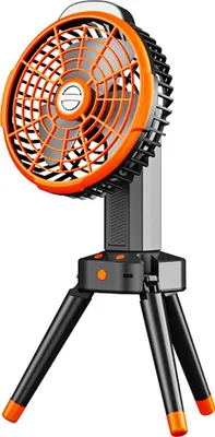 Produktbild von 2-in-1-Campingventilator mit LED-Licht, multifunktionaler Zelt-Deckenventilator, wiederaufladbarer Stativventilator, unterstš¹tzt 4-stufige Windgeschwindigkeiten fš¹r das Home-Office, Camping, Picknick, Angeln