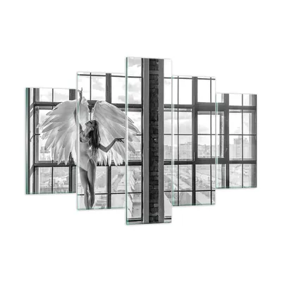Produktbild von Bilder auf glas - 5 Teile - Frau Engel Ansicht - 150x100cm - Glasbilder - Wandbilder - Bilder - zum Aufhängen bereit - Wanddekoration aus Glas - Glas Bilder - Wandbild auf Glas - GEA150x100-4214