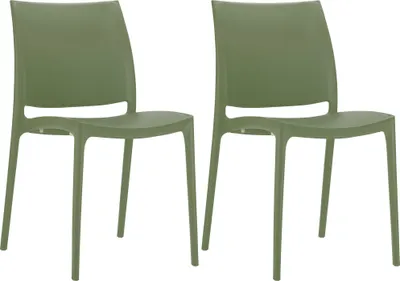 Produktbild von CLP 2er Set Stapelstühle Maya bis zu 130 kg belastbar oliv
