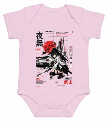 Productafbeelding van Tokyo Samurai Meisjes Katana, JDM Sportauto, Japanse Anime, Y2K, Cyberpunk, Babyromper, Roze, Maat 12/18