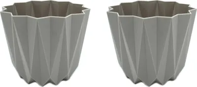 Produktbild von Kunststoff Blumen-Topf Ø 15,5 x 13cm hell-grau 2 Stück