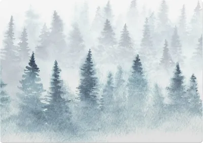 Produktbild von Aquarell Nebelwald – Bodenschutzmatte – Stuhlunterlage 100x100 cm – Rutschfest – Hartbodenmatte