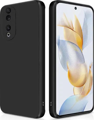 Produktbild von Silikon Hülle für Honor 90 Flüssigsilikon Dünn Gel Gummi Matt Kratzfeste Schutzhülle Schwarz