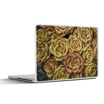 Produktbild von MuchoWow® Laptop Aufkleber Sticker Cover Rosen - Gold - Braun - Blumenstrauß 30x21 cm - Sticker für Laptop - Selbstklebend