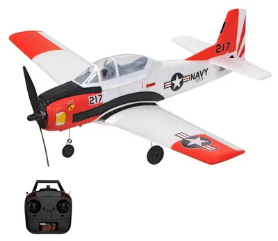Obrázok produktu pre Mini T28, diaľkovo ovládané lietadlo - model lietadla z materiálu EPP, rozpätie 45 cm - 4-kanálové ovládanie - pripravené na okamžité použitie (RTF) - 2 batérie - vhodné na vonkajšie použitie - červená farba