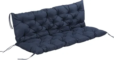 Obrázek produktu pro Outsunny polštář na 3místnou lavici 150x98x8 cm, polštář na lavici s popruhy, polštář na sedák, polštář na venkovní/venkovní židle, polštář na sedák, polštář na sedák pro zahradní nábytek, lavice na okenní parapet, hollywoodská houpačka, tmavě modrá barva