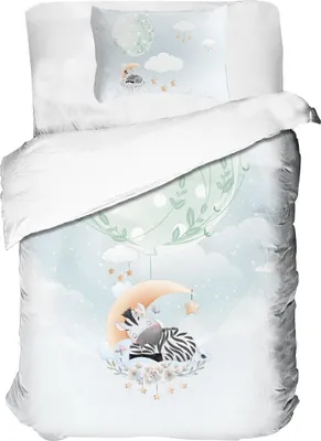 Produktbild von Baby Bettwäsche Set - Zwergen Edition - Zebra - 100x135 40x60 - 100% Baumwolle
