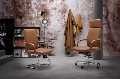 Image de Fauteuil en similicuir noir moderne élégant confort d'assise
