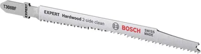 Immagine prodotto di Bosch Expert Hardwood 2-side clean T308 BF - Lama per seghetto alternativo - per legno duro, materiali abrasivi a base di legno, pannelli multiplex, pannelli plastificati - 5 pezzi - Attacco a T - Lunghezza: 117 mm