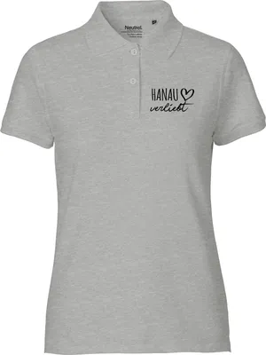 Produktbild von Huuraa Damen Polo Shirt Hanau verliebt M Sport Grey Bio Baumwolle Fairtrade Poloshirt Geschenkidee