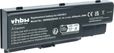 Produktbild von vhbw Akku kompatibel mit Acer Aspire 7520-6A1G08Mi, 7520-5823, 7520-5618, 7520G-502G25Mi, 7520G-502G32Mi, 7520G Notebook (5200 mAh, 11,1 V, Li-Ion)