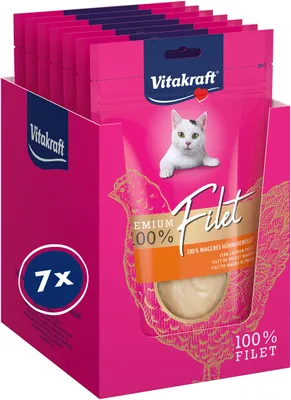 Produktbild von Vitakraft Katzen Leckerli, mageres Hühnchenfilet, 490 g, hypoallergen