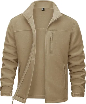 Immagine prodotto di Giacca in pile da uomo, stile sportivo, con cerniera, leggera, calda e comoda, beige, taglia XXL
