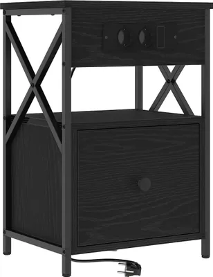 Image de vidaXL Table de chevet noire aspect chêne 40 x 31 x 60 cm en aggloméré