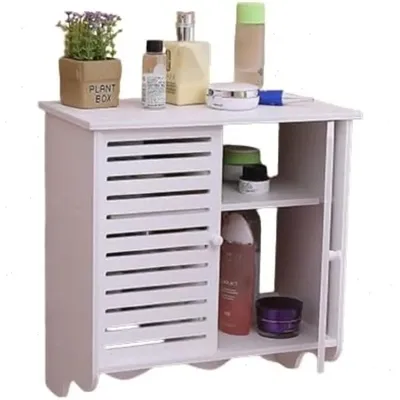Immagine prodotto di Mobile pensile da bagno - Armadietto per medicinali - 2 ante - 2 ripiani - Plastica - Montaggio a parete - 37×20×40,8 cm - Bianco