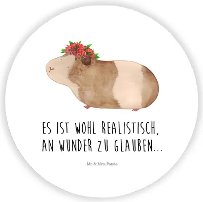 Produktbild von Mr. & Mrs. Panda Kühlschrankmagnet Meerschweinchen Weisheit - Weiß - Geschenk, pinnwand magnet, whiteboardmagnet, Wunderland, für pinwand, Motivation, Spruch, Wunder