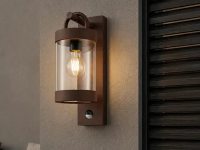 Produktbild von LED Landhausstil Außenwandleuchte Rostoptik mit Bewegungsmelder, Hausbeleuchtung