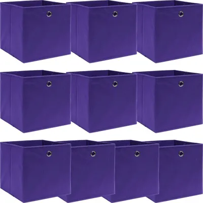 Obrázok produktu pre Úložné boxy 10 ks, fialové 32x32x32 cm, látka