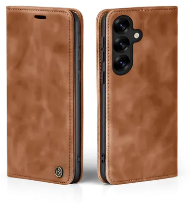 Produktbild von Handy Hülle für Samsung Galaxy S25+ Klapphülle Bookcase Flip Cover Handy Tasche Etui Farbe: Hellbraun