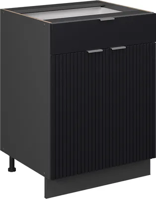 Immagine prodotto di Mobiletto base per cucina Vicco Fame-Line Nero rigato 60 cm con cassetto, senza piano di lavoro, Model 50654