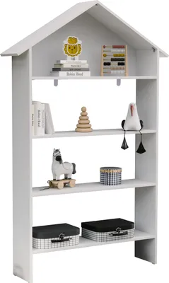 Image de Étagère en bois debout | Étagère pour enfants économiseuse d'espace | Dimensions: H. 160 x W. 103 x D. 23 cm | Étagère de rangement | Bibliothèque | Support – Malusa