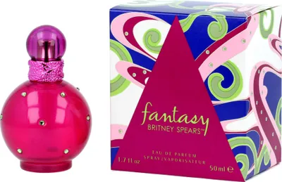 A perfume bottle and its box are displayed side-by-side.