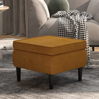 Produktbild von The Living Store Hocker mit Holzbeinen Braun Samt