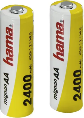 Zdjęcie produktu dla Hama 4007249870964, Bateria do ponownego naładowania, AA, Niklowo-metalowo-wodorkowa (NiMH), 1,2 V, 2 szt., 2400 mAh