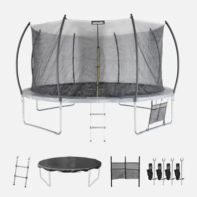 Produktbild von sweeek - Trampolin 430 cm, internes Sicherheitsnetz und Zubehörpaket - Grau