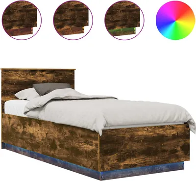 Immagine prodotto di vidaXL Struttura letto in rovere affumicato 90 x 200 cm materiale a base di legno