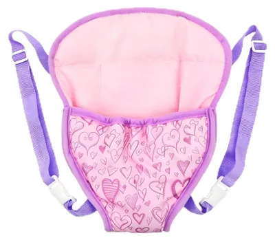 Productafbeelding van Poppenbuggy - Met verstelbare banden - Draagaccessoire voor poppen van 14-18 inch - Roze-paars