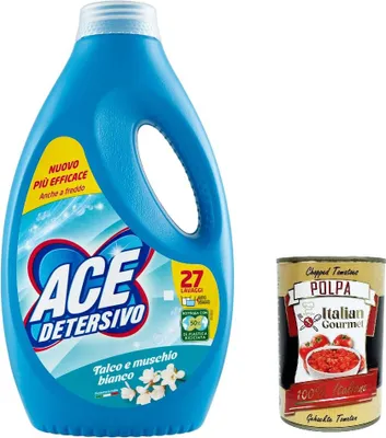 Produktbild von ACE Detersivo Igienizzante Talkum und weißer Moschus, 3x 1350ml, 81 waschen, Waschmittel, Flüssigwaschmittel Waschmaschine + Italian gourmet polpa 400g