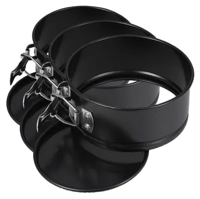 Image de Moule à charnière rond, 11 cm, lot de 2, revêtement antiadhésif, noir