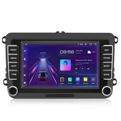 Obrázok produktu pre 7-palcové autorádio Android 15 2DIN pre VW Golf, Passat, Jetta, Škoda, SEAT, s GPS navigáciou, Wi-Fi, Bluetooth, DAB+, ovládaním na volante, USB portom a DSP, s 1 GB RAM a 32 GB úložiskom