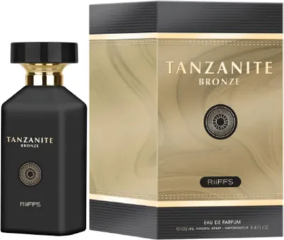 A perfume bottle and its box are displayed side-by-side against a white background.