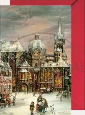 Immagine prodotto di Mini calendario dell'Avvento a forma di biglietto pieghevole con il Duomo di Aquisgrana e busta