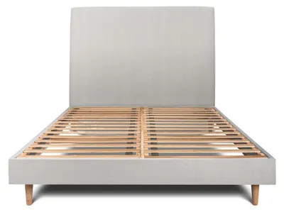 Produktbild von Bett mit gepolstertem Kopfteil – Samtstoff - 140 x 190 cm
