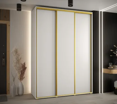 Obrázok produktu pre Šatníková skriňa YVONA 1 - 180/45 cm, biela / zlatá
