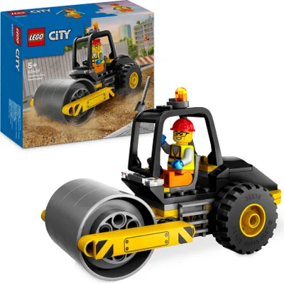 Produktbild von LEGO City Straßenwalze, Baustellenfahrzeug für Kinder ab 5 Jahren, Dampfwalze-Spielzeug mit Bauarbeiter-Minifigur, fantasievolles Spielerlebnis für Jungs und Mädchen, kleines, lustiges Geschenk 60401