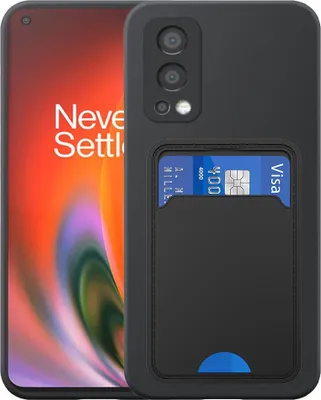 Produktbild von Geeignet für OnePlus Nord 2 Phone Case mit TPU Kartenhalter - Flexible Back Cover Case Silikon TPU mit Cardslot - Schwarz - Smartphonics