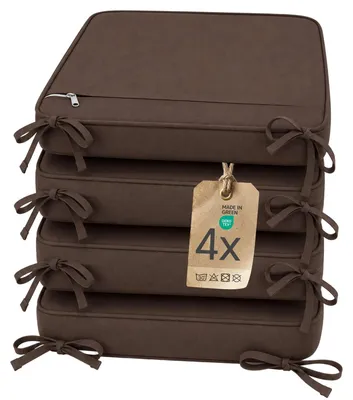 Produktbild von Sitzkissen Stuhlkissen Indoor & Outdoor 4er Set 45x45 cm - Braun - etérea Mila Stuhl Kissen Auflage