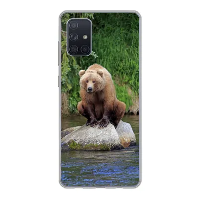Produktbild von MuchoWow® Handyhülle Schutzhülle Hülle für Samsung Galaxy A51 Bär - Stein - Tier Silikon Softcase Handy Hülle - Schutzabdeckung