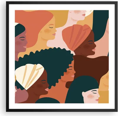 Produktbild von Gerahmtes Poster - Schwarzer Rahmen - Frauen Multikulturalismus Modern - 60x60 cm - Wand Bild - Wanddeko - Wandbilder - Kunstposter - Wandposter - Bilderrahmen - Bilder - Kunstdruck - P2BAC60x60-4500