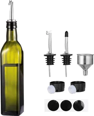 Produktbild von Ölflesche 500ml Glasflasche mit Trichter und Dispenser grün