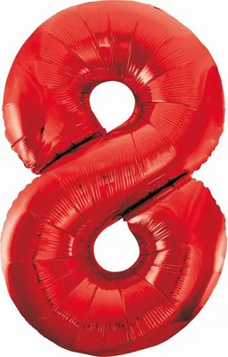 Zdjęcie produktu dla Balon foliowy XL numer 8 czerwony 85 cm
