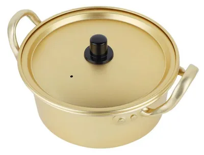 Image de Casserole en aluminium avec couvercle, diamètre 16 cm, avec deux poignées, idéale pour les nouilles et les sauces