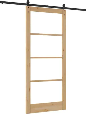 Zdjęcie produktu dla vidaXL Drzwi przesuwne brązowe 93 x 211 cm drewno i metal