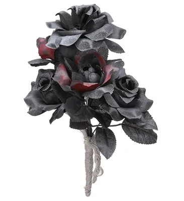 Produktbild von Halloween Brautstrauß mit schwarzen und roten Rosen