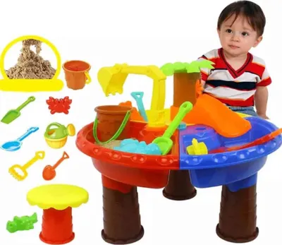 Produktbild von Buxibo Sandkastenspielzeug für Kinder – Strandspielzeug – Wasser- und Sandtisch – Spielset mit 16 Spielfiguren – 35 x 45 cm